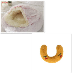 2-in-1 Plush Winter Dog Cat Bed Warm House