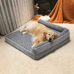 L-Shaped Washable Rose Velvet Pet Sofa Dog Bed