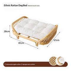 Rattan Dog Bed Kennel for Small Medium Dogs