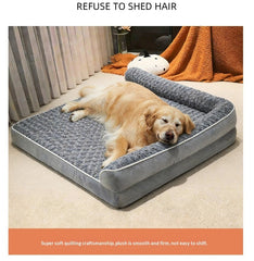 L-Shaped Washable Rose Velvet Pet Sofa Dog Bed