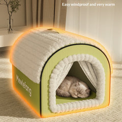 Winter Thickened Enclosed Cat Bed Four Season Use