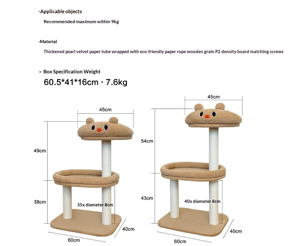 Butter Panda Cat Climbing Frame with Bed