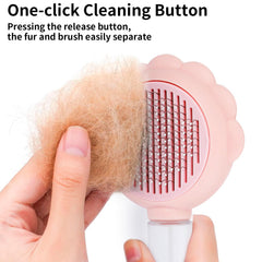Self-Cleaning Spray Cat Grooming Brush with Release Button
