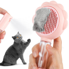 Self-Cleaning Spray Cat Grooming Brush with Release Button
