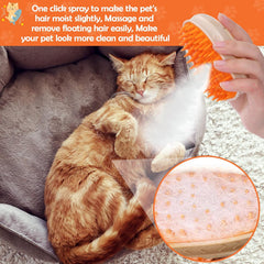 4-in-1 Steam Cat Grooming Brush for Shedding Control