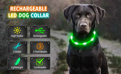 USB Rechargeable LED Pet Dog Safety Collar Bright