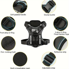 Anti-Pull Tactical Reflective Dog Harness for Large Dogs
