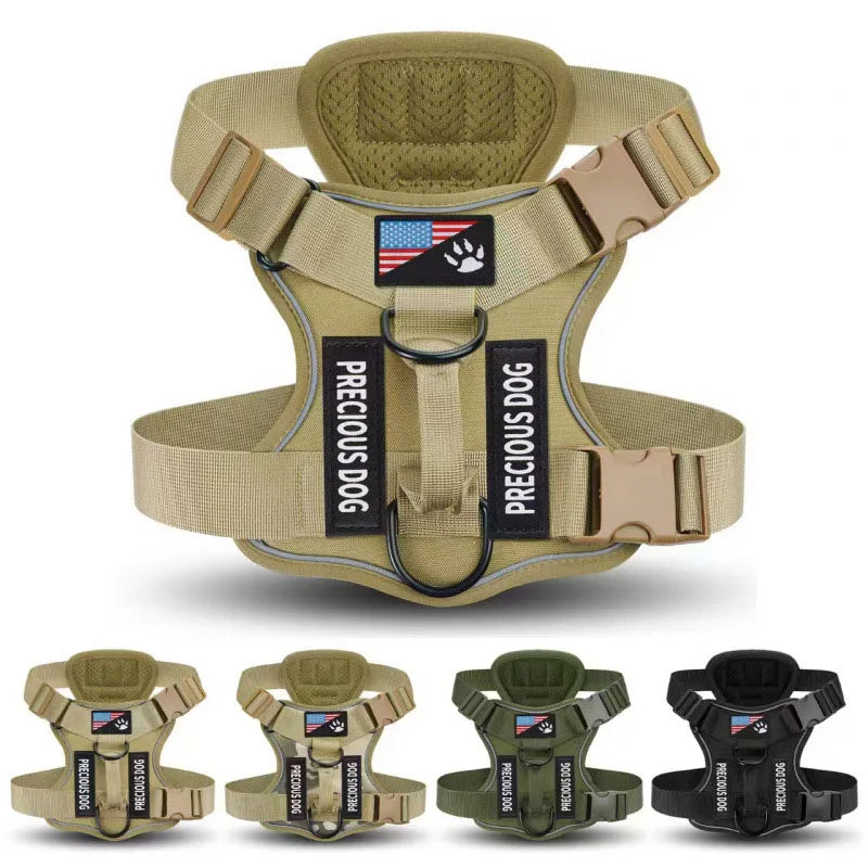 Anti-Pull Tactical Reflective Dog Harness for Large Dogs