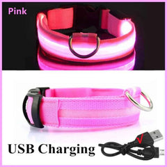 USB Rechargeable LED Pet Dog Safety Collar Bright