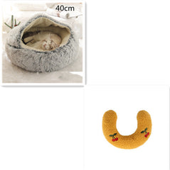 2-in-1 Plush Winter Dog Cat Bed Warm House
