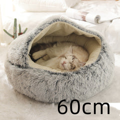 2-in-1 Plush Winter Dog Cat Bed Warm House