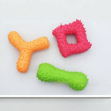 Latex Barbed Bone Dog Chew Toy with Squeaker
