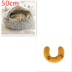 2-in-1 Plush Winter Dog Cat Bed Warm House