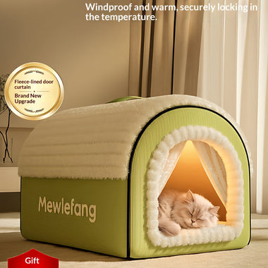 Winter Thickened Enclosed Cat Bed Four Season Use