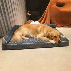 L-Shaped Washable Rose Velvet Pet Sofa Dog Bed