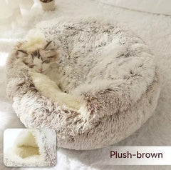 2-in-1 Plush Winter Dog Cat Bed Warm House