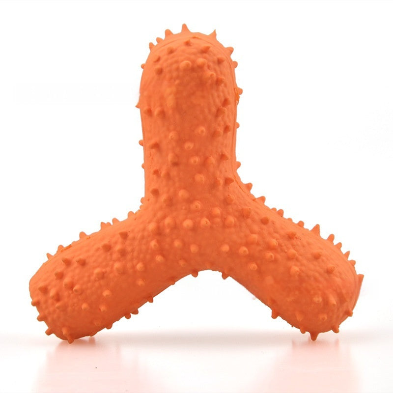 Latex Barbed Bone Dog Chew Toy with Squeaker
